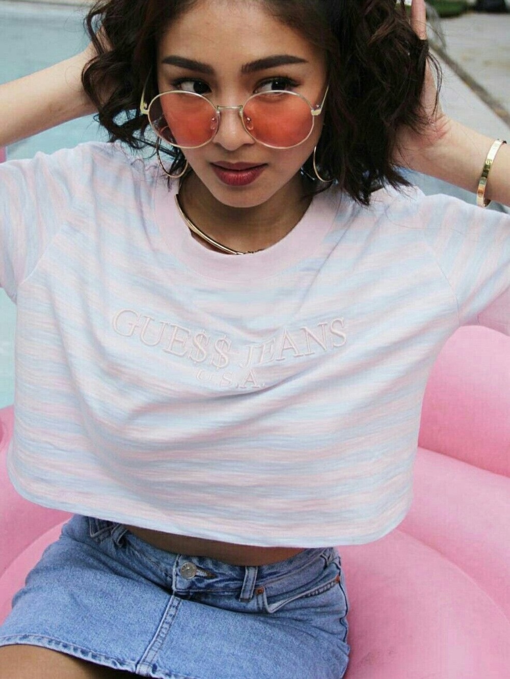 Guess Jeans x A$AP Rocky cotton candy crop top